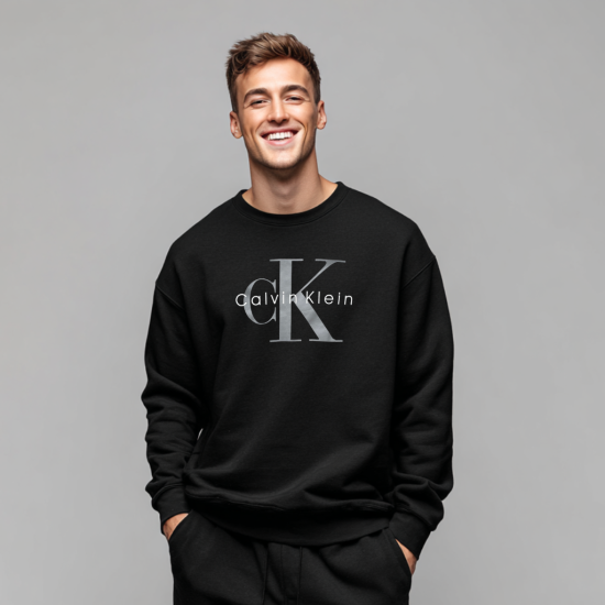 Bluza Calvin Klein Męska Bez Kaptura Czarna