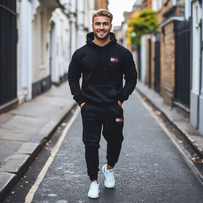 spodnie męskie dresowe czarne tommy jeans hilfiger