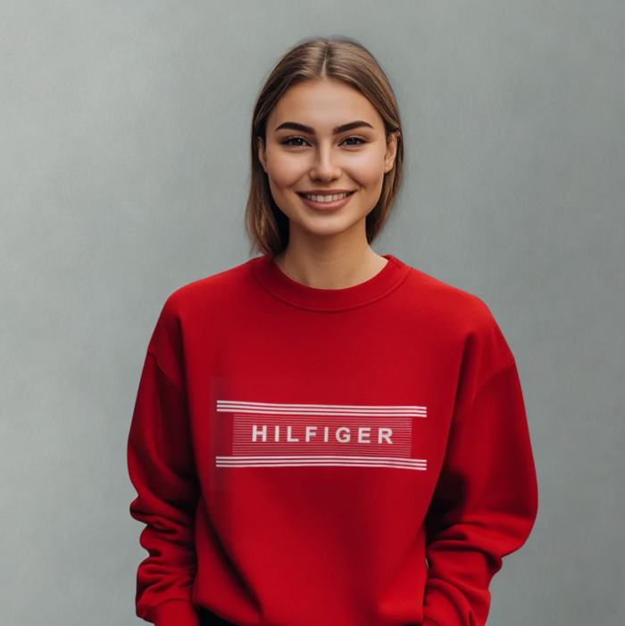 Bluza Damska Tommy Hilfiger czerwona bez kaptura