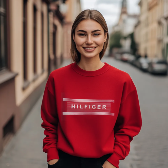 Bluza Damska Tommy Hilfiger czerwona bez kaptura