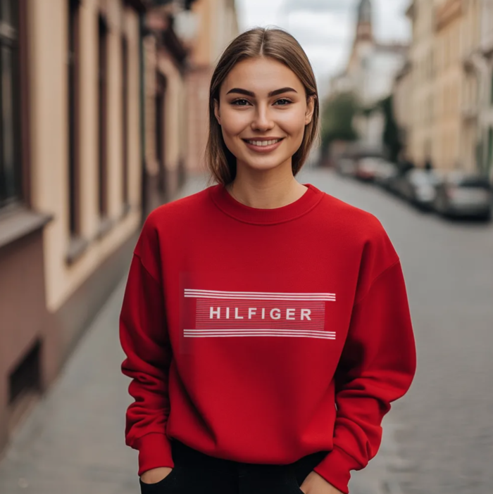 Bluza Damska Tommy Hilfiger czerwona bez kaptura