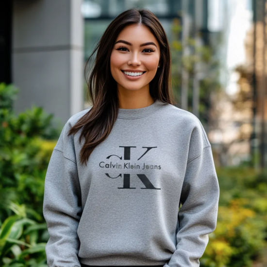 Bluza Damska Calvin Klein Szara bez kaptura