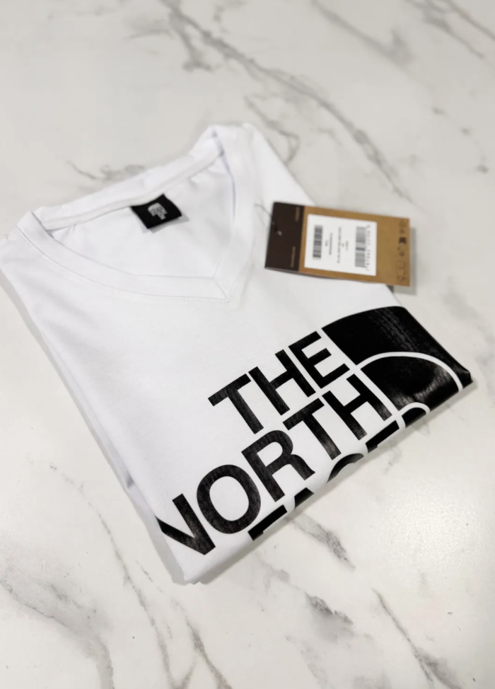 Koszulka Męska The North Face Biała Dekolt V - obrazek 3
