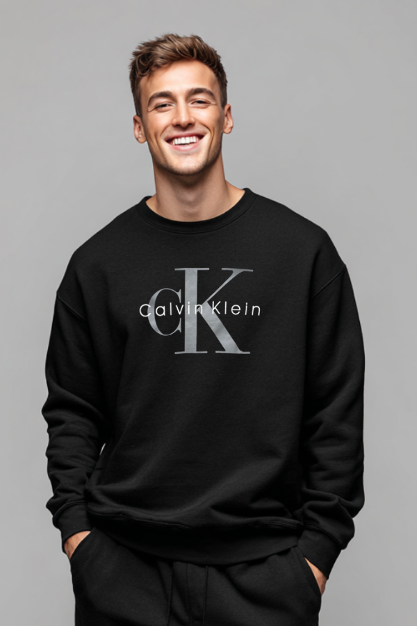 Bluza Calvin Klein Męska Bez Kaptura Czarna