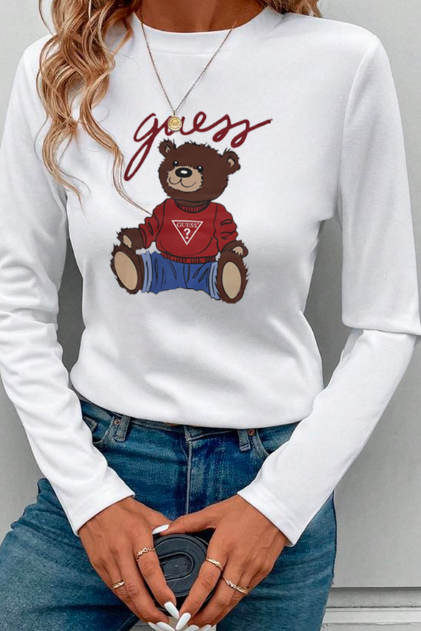 Koszulka Damska Guess Z Długim Rękawem Longsleeve Biała