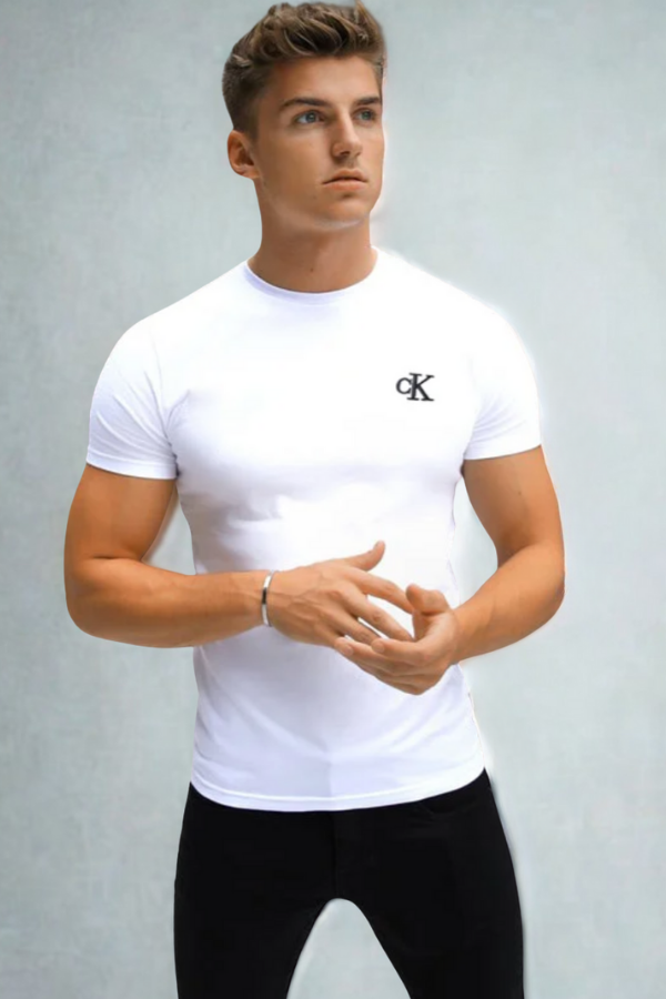 Koszulka Męska Calvin Klein Biała Haft