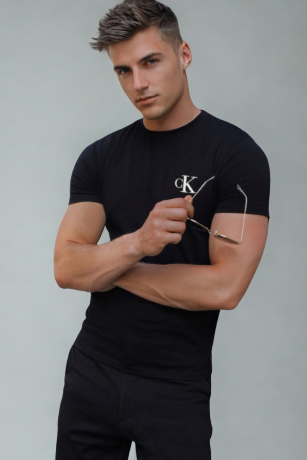 Koszulka Męska Calvin Klein Czarna Haft