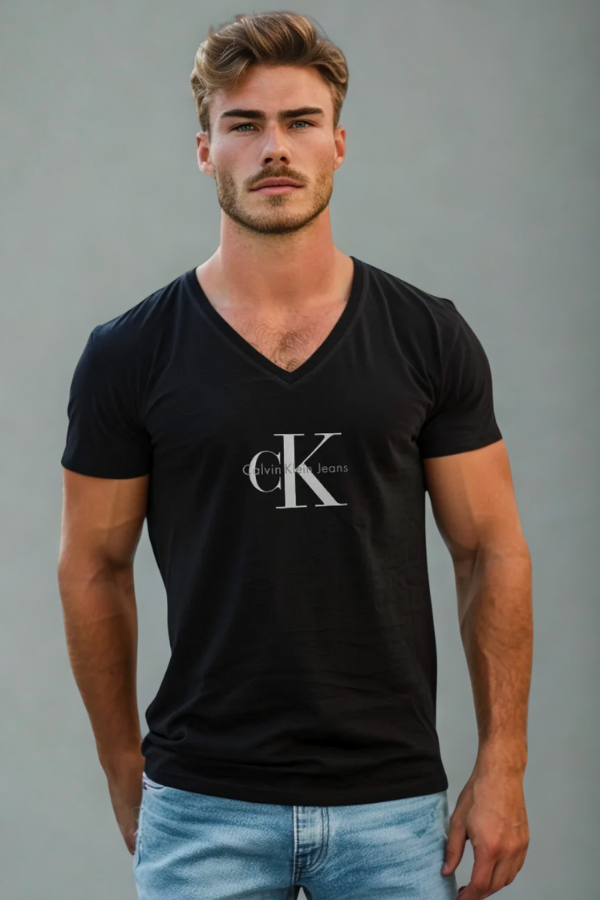 Koszulka Męska Calvin Klein Dekolt V Czarna