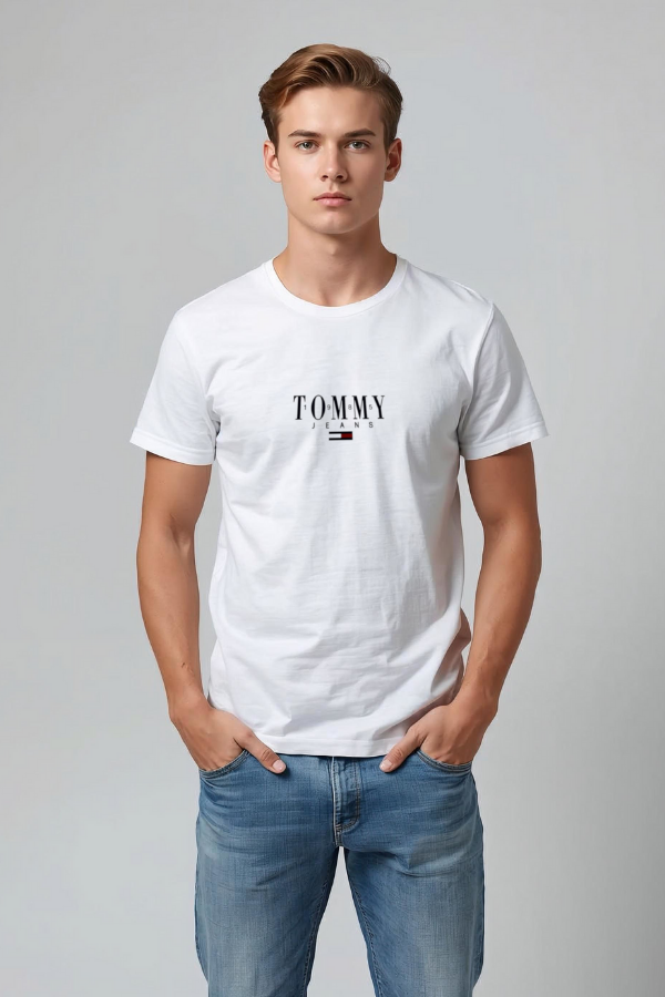 Koszulka Męska Tommy Jeans Biała Koszulka Męska Tommy Jeans Biała - Vestini