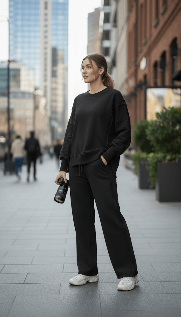 Komplet Dresowy Damski Czarny Komplet Dresowy Damski Czarny - Vestini